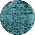 thumbnail image 1 of Ahgly Company Machine Washable Indoor Round Abstract Teal Green Area Rugs, 7' Round, 1 of 7