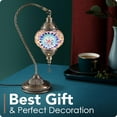thumbnail image 4 of Turkish Moroccan Lamp with Bronze Base - Yarra Decor 3 Color Options Handmade Swan Neck Tiffany Mosaic Glass Bedside Lamps for Bedroom (LED Bulb Included), 4 of 6