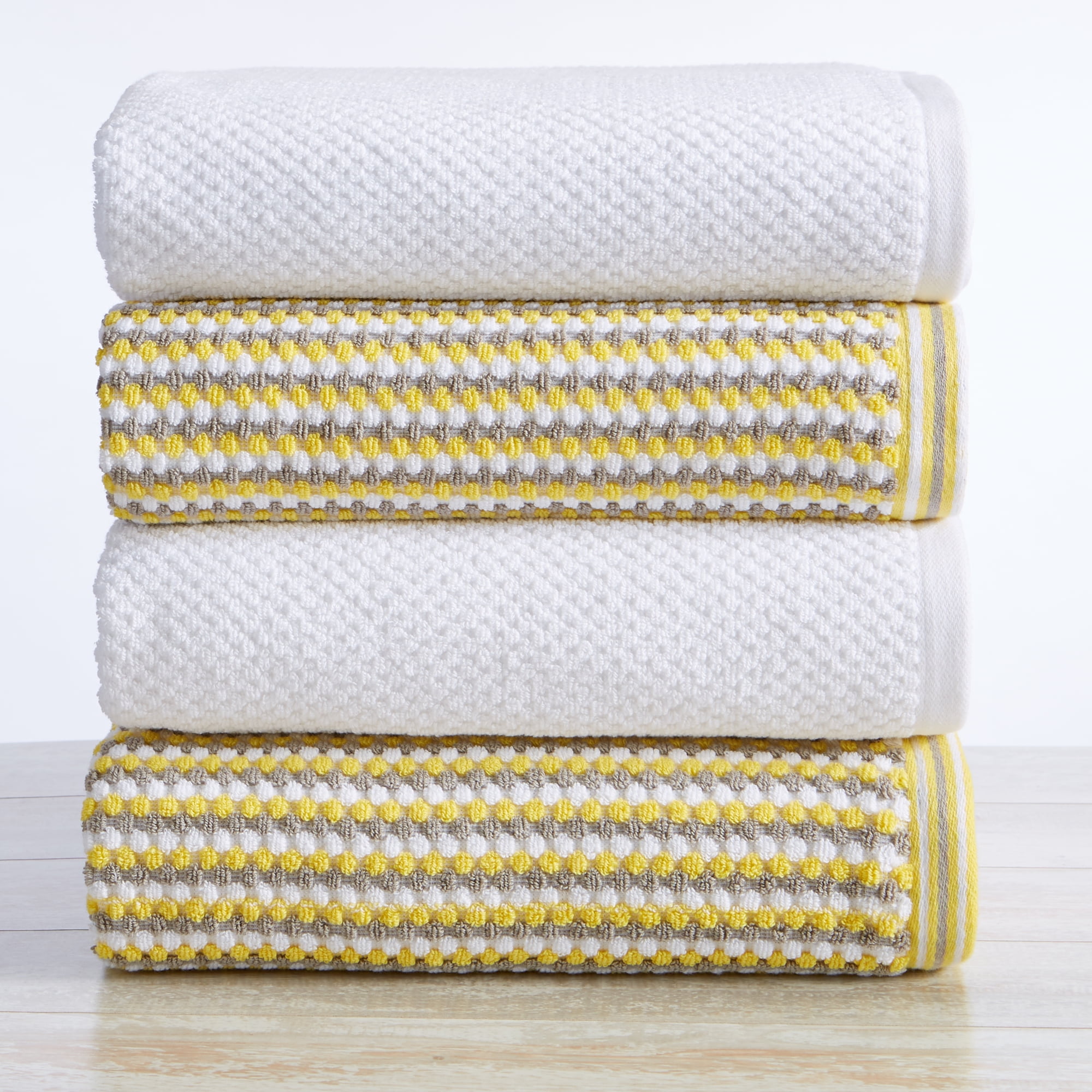 Great Bay Home Cotton MultiStripe QuickDry Towel Set (Bath Towel (4
