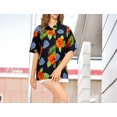 thumbnail image 5 of HAPPY BAY Button Down Shirt for Women Floral Summer Beach Party Blouse Shirt Blouses Short Sleeve Vacation Tops Hawaiian Shirts for Women S Hibiscus Orchids, Black, 5 of 6