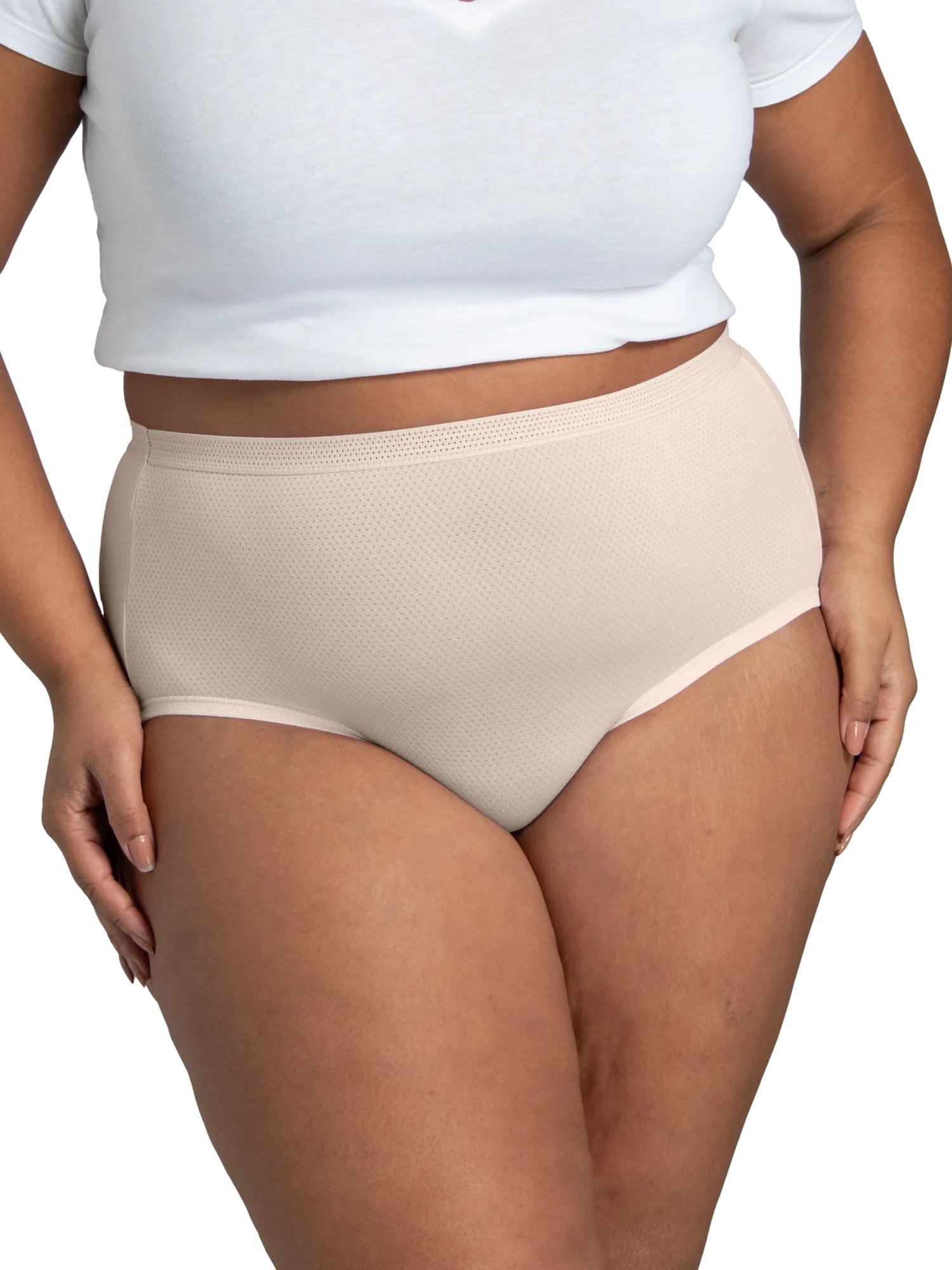 Fit for Me by Fruit of the Loom Women's Plus Size Breathable Micro-Mesh Brief Underwear, 6-Pack