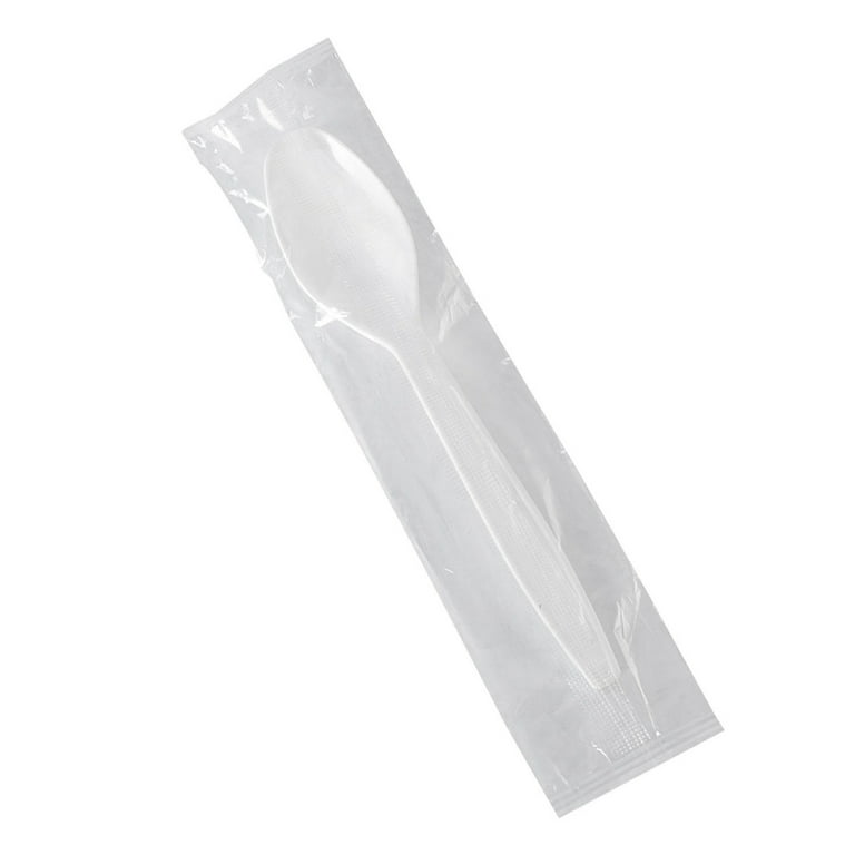 Uline Individually Wrapped Plastic Spoons Bulk Pack - Standard Weight, White