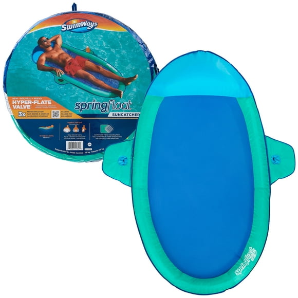 SwimWays Spring Float SunCatcher Inflatable Pool Lounger with Hyper-Flate Valve, Pool Float