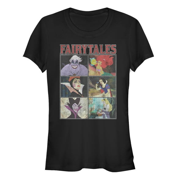 Junior's Disney Princesses Fairytale Evil Witches Graphic Tee Black Medium