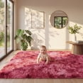 thumbnail image 6 of YEERSWAG Shag Area Rug, 5 x 8 ft Ultra Soft Fluffy Area Rug for Living Room Bedroom Indoor Carpet, Red, 6 of 7