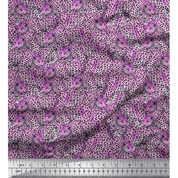 Soimoi Viscose Chiffon Fabric Leopard Animal Print Fabric by Yard 42 Inch Wide