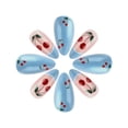 thumbnail image 4 of Short almond-shaped nails with blue cherry design, cute false nails, elegant and sweet press-on nails, 24 pieces, 4 of 8