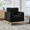 thumbnail image 5 of TICOZE 35.4" Wide Modern Farmhouse Accent Chair with Pocket Springs & Natural Wood Legs - Black Boucle Reading Armchair with Bolster Pillows, 5 of 8