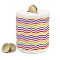 thumbnail image 1 of Chevron Piggy Bank, Chevron Pattern Colorful Rainbow Inspired Fun Enjoyment Design, Ceramic Coin Bank Money Box for Cash Saving, 3.6" X 3.2", Multicolor, by Ambesonne, 1 of 4
