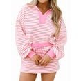 thumbnail image 2 of Womens Striped 2 Piece Outfits Casual Sweatshirt Skirt Set Long Sleeve Matching Lounge Sets Pink S, 2 of 9