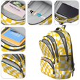 thumbnail image 4 of Yellow and White Wavy Checkered Backpack for School, Cute School Bag with Adjustable Shoulder Straps and Padded Back, 16.9"x12.6"x5.9", 4 of 5