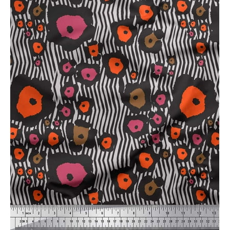 Soimoi Gray Moss Georgette Fabric Wild Animal Skin Print Fabric by The Yard 42 Inch Wide
