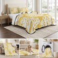 thumbnail image 6 of Quilts Queen Size, Yellow Coral Coastal Soft Comforter Bedding Set for Bed, White Summer Beach Ocean Seaside Lightweight Quilted Bedspread with Pillow Cover(2 Pieces) for All Season, 90x96 Inch, 6 of 9