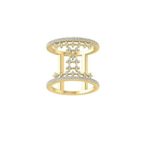 ARAIYA FINE JEWELRY 10K Yellow Gold Diamond Fashion Wedding Band Ring (1/2 cttw, I-J Color, I2-I3 Clarity) Size 7.5