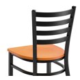 thumbnail image 4 of (10 PACK) Black Ladder Back Metal Restaurant Chair with Cherry Wood Seat - Commercial Quality Metal Restaurant Chair, 4 of 6