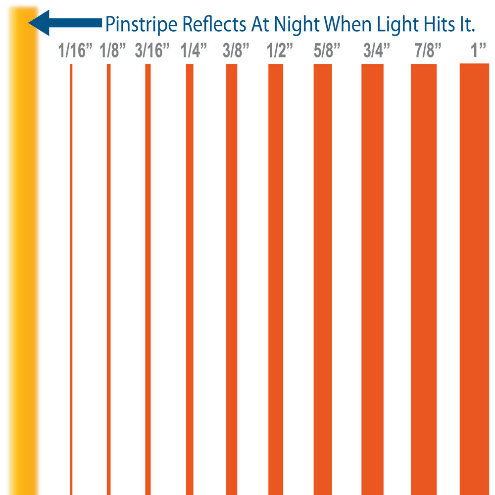 1/16" wide Reflective Pinstripes (Orange) Custom Vinyl Pinstriping Tape