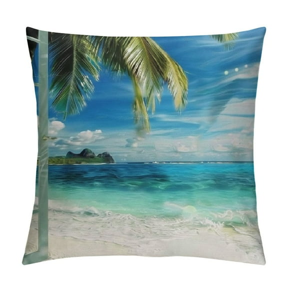 Autua Palm Tree Graphic Decorative Cushion Throw Pillow Cover for Home Couch Living Room Bed Sofa Summer Aesthetic Decor 1PC Printed on Both Sides 12x12in