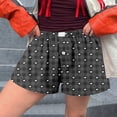 thumbnail image 2 of Women Plaid Shorts Summer Fashion Y2K Heart Flower Casual Short Pants Gingham Loungewear Bottoms, 2 of 5