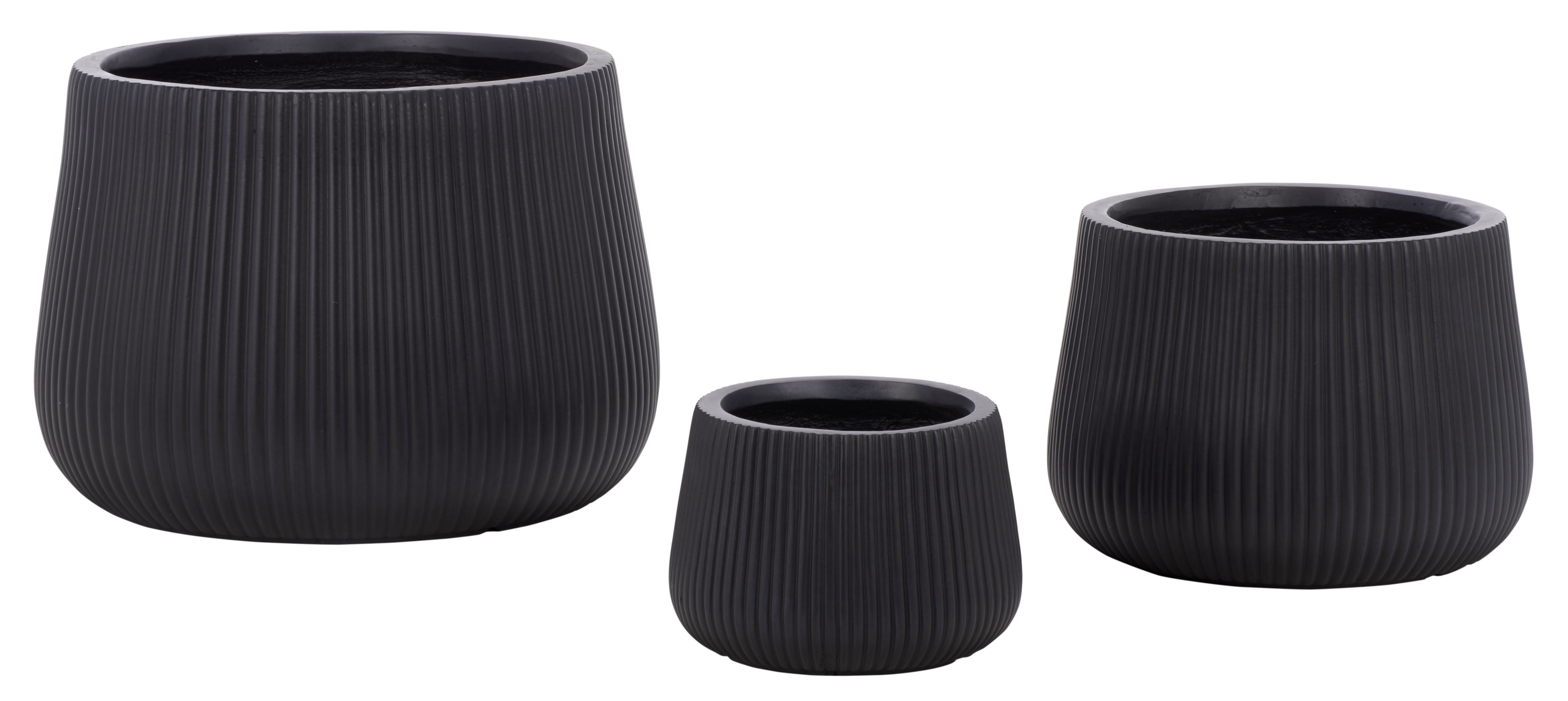 Safavieh Sara Round Black Fiber Clay Plant Pots - Set of 3
