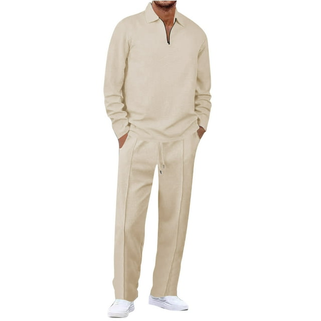 Men's Casual Sweatsuit 2 Piece Athletic Quarter Zip Tracksuit Sweatpants Set Athletic Workout Gym Outfit