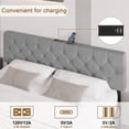 thumbnail image 4 of CREATIVE HOBBIES Bed Frame Platform Bed with USB Port Headboard Wood Slat Support Bed Frame Upholstered Platform with Adjustable Headboard, 4 of 9