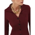 thumbnail image 3 of FASHIONWT Women Long Sleeve Henley Button-down Sheath Midi Ribbed Shirt Dress, 3 of 4