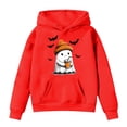 thumbnail image 6 of Kogui Kids Classic Cut Hooded Pullover For Girls, Trendy Halloween Printed Pattern, Daily All-match Holiday Tops (Red, 8-9 Years), 6 of 6