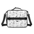 thumbnail image 2 of Cat Line Art White Pattern Insulated Lunch Bag with Shoulder Strap and Bottle Holder,Bento School Lunch Bag Box,11x9.5x3.5 Inches, 2 of 5
