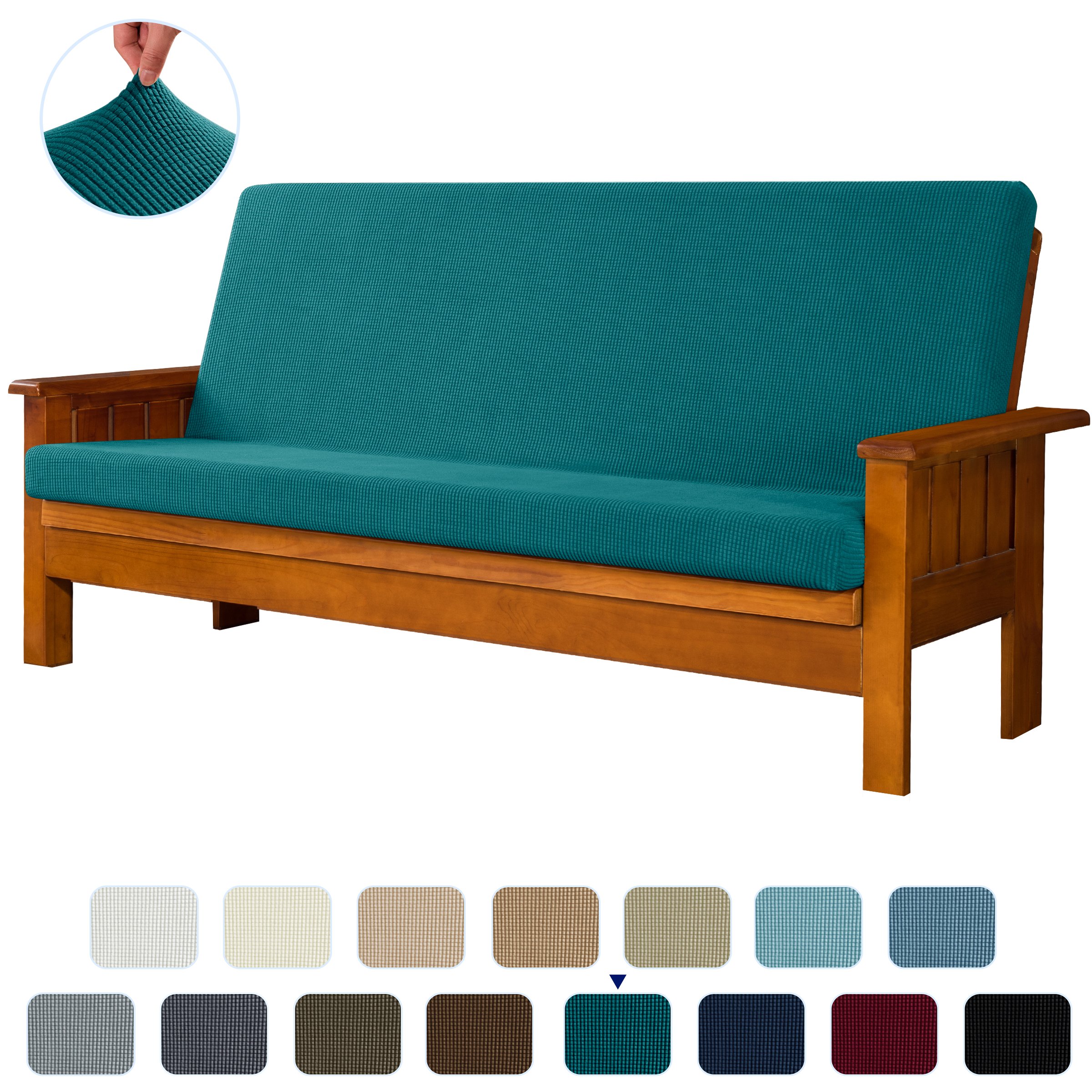 Subrtex Stretch Futon Cover Jacquard Washable Armless Sofa Protector