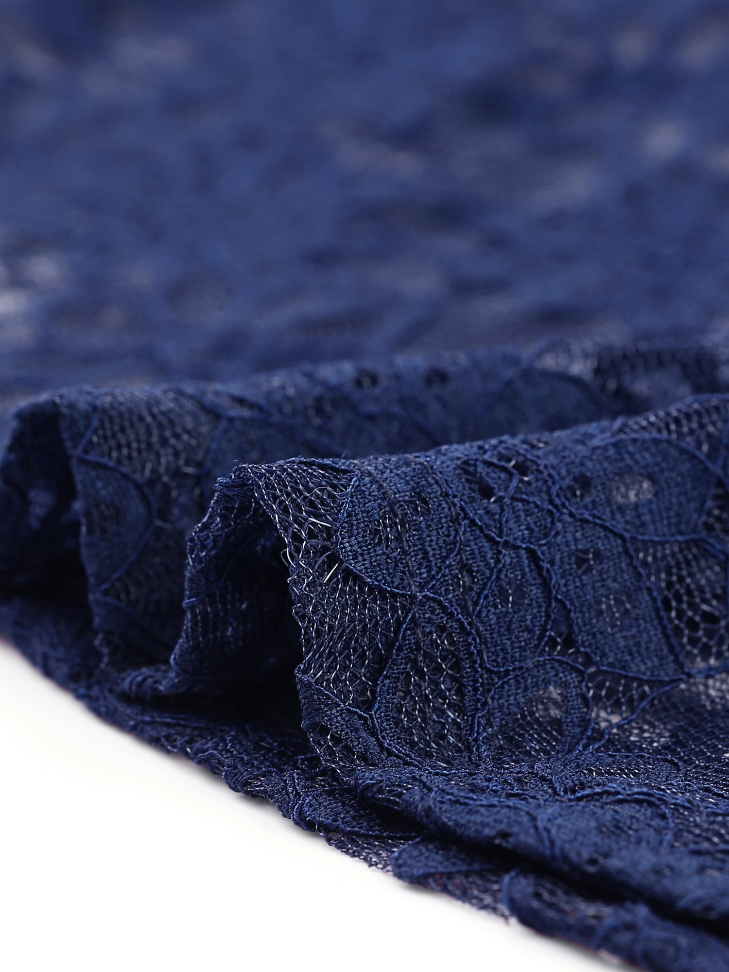 DARING DIVA Women's Plus Size Casual Open Front 3/4 Sleeve Sheer Lace Cardigan L Blue