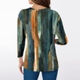 thumbnail image 5 of Women's T Shirt Print 3/4 Sleeve Daily Weekend Fashion Basic V- Neck Regular Top Dark Green L, 5 of 5