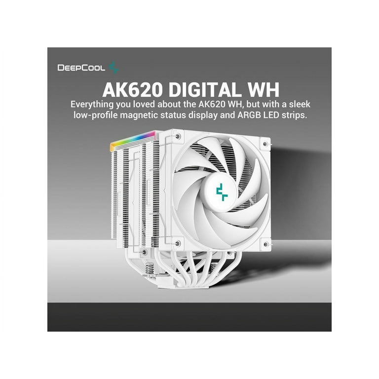 DeepCool AK620 DIGITAL WH Performance Air Cooler, Dual-Tower