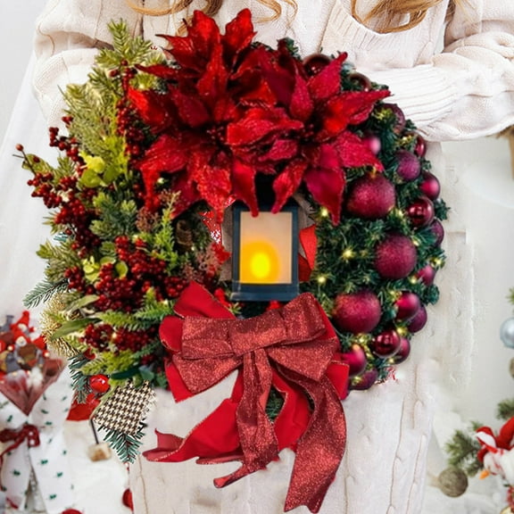 Christmas Wreath,2025 Large Christmas Wreaths For Front Door,Christmas Wreath,Artificial Christmas Wreaths,Pine Cones and Pine Needles,Xmas Wreath for Front Door(1pc 16in/40cm)