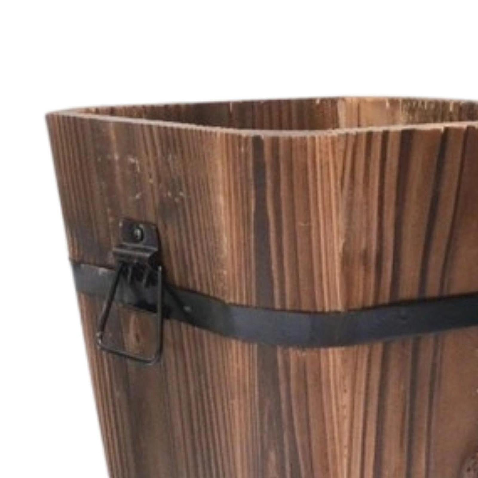 figatia Wooden Bucket Planter Flower Pot Multipurpose Rustic Plant Container for Windowsill Living Room Indoor/Outdoor L