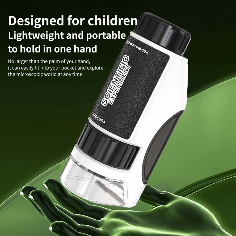 Mini 50X-300X Microscope, Kids Microscope Handheld Portable Microscope, Black