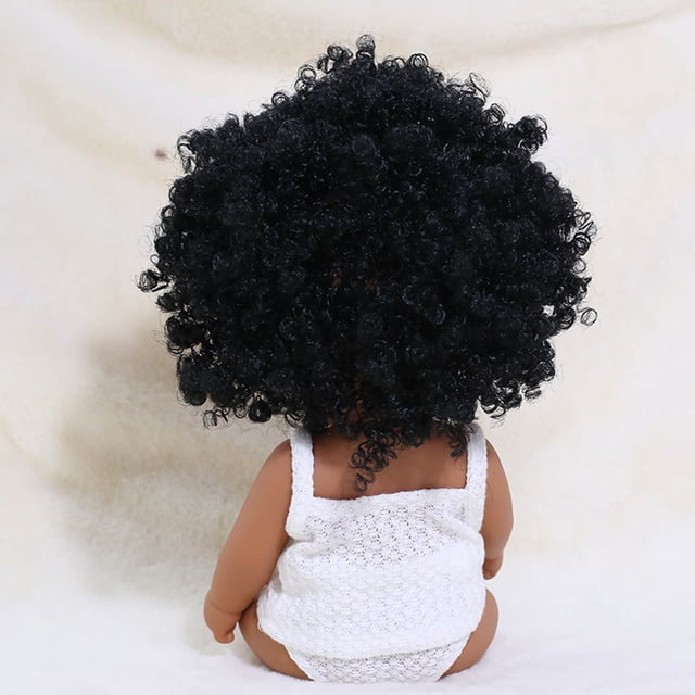 Baby Cute Curly Hair Sport Boys Black Baby Toy Doll Kids Gift Hooded With Cloth