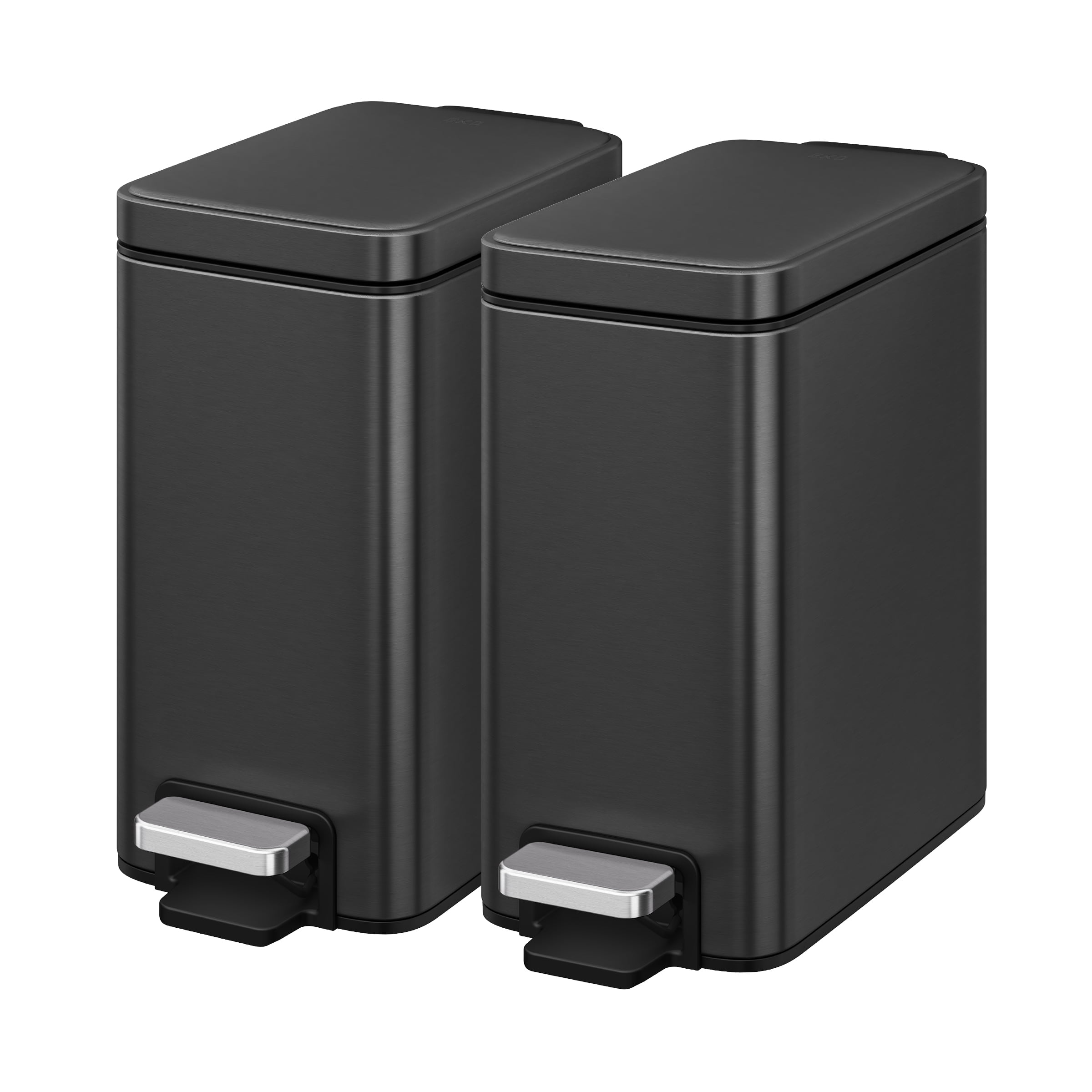EKO Genie Bathroom Trash Can 2 Pack, 1.3 Gallon Stainless Steel, Gun Metal with Sample Trash Bags Included