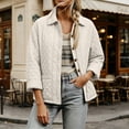 thumbnail image 3 of Womens Collared Jacket Quilted Button Front Long Sleeve Versatile Everyday Jacket, 3 of 9