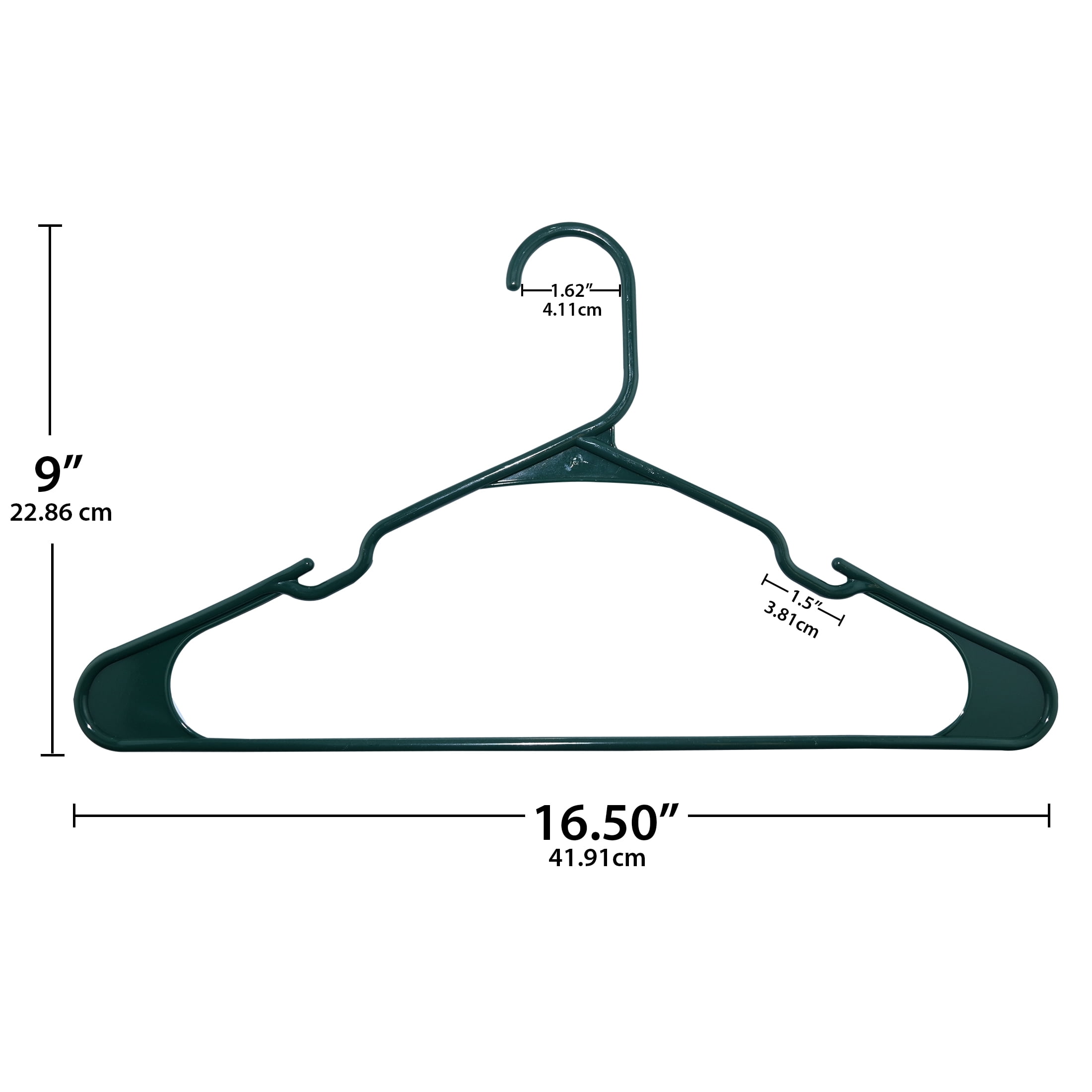 Closetselect Plastic Notched Adult Hangers for Any Clothing Type, Green Blast 100 Count