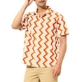 thumbnail image 4 of MODA NOVA Big & Tall Men's Summer Irregular Print Geometric Button Down Shirt Beige Orange M, 4 of 6