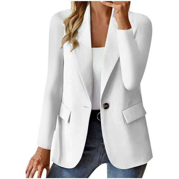 Bxsruta Jacket for Women, Fashion Women's Button Front Suit Coat, Turn-Down Collar Long Sleeve Jacket