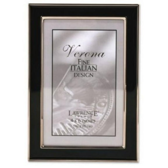 Lawrence Frames  Lawrence Frames Silver Plated 4x6 Metal with Black Enamel Picture Frame