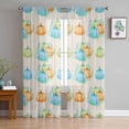 thumbnail image 3 of Sheer Curtains 72 inches Long, Thanksgiving Fall Vintage Harvest Pumpkin Light Filtering Sheer Window Curtains Rod Pocket Voile Drapes for Bedroom Living Room, 52"W x 72"L 2 Panels, 3 of 7