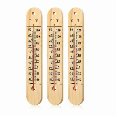 3 Pcs Wall Thermometer Indoor Large Outdoor Thermometers for Patio Double Scales Thermometer for Temperature Home Pool,3 * Wall Thermometer,Wood Color