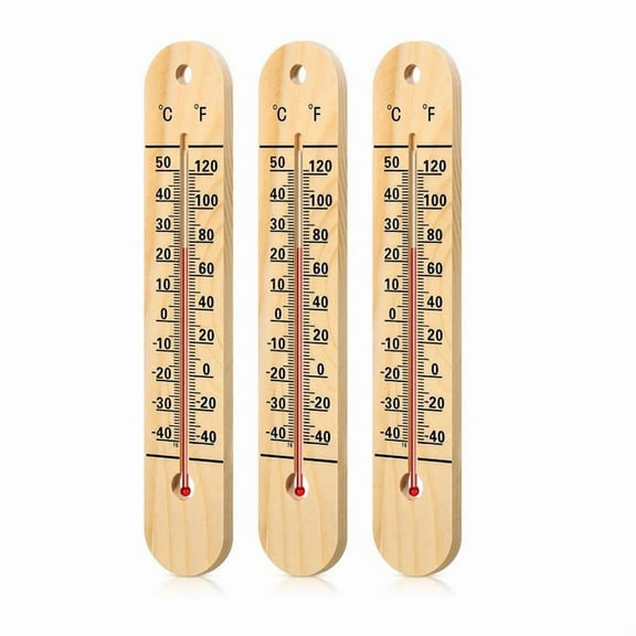 3 Pcs Wall Thermometer Indoor Large Outdoor Thermometers for Patio Double Scales Thermometer for Temperature Home Pool,3 * Wall Thermometer,Wood Color