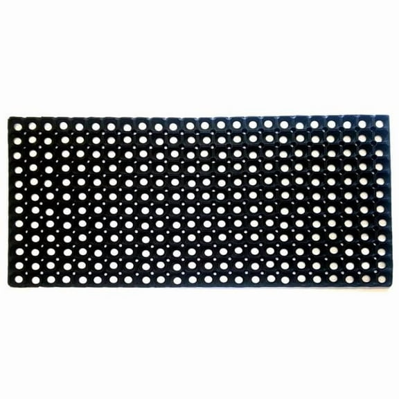 HomeRoots 573977 19 x 39 in. Black Rubber Outdoor Door Mat