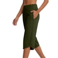 thumbnail image 2 of Nestiefly Womens Capri Pants with Pockets Straight Leg Yoga Capris Leggings Mid-Calf Capris Workout Summer Green 2XL, 2 of 7