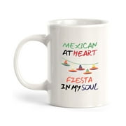 Designs ByLITA Mexican At Heart Fiesta In My Soul 11oz Plastic Coffee Mug Elegance | Great Novelty Gift | High Quality Sublimation | Mexican Pride