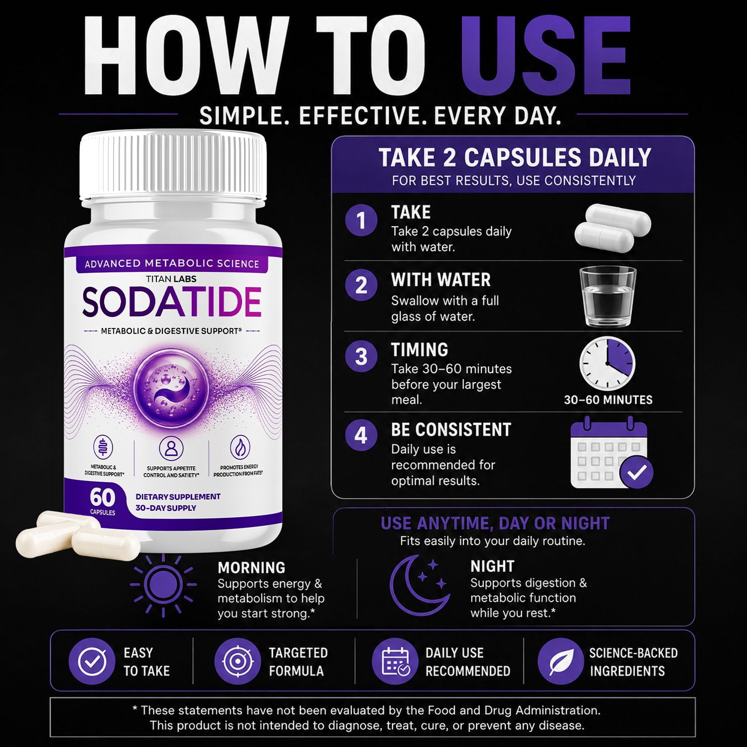 Sodatide Advanced Gut Support Pills Advanced Energy Vitamin Supplement Soda Tide 300 Capsules