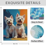 Diamond Art Kit for Adults, Two Joyful Westie Pups Artistry Diamond Painting for Adults Beginners, 5D DIY Diamond Art Painting Kits, Colorful Diamond Painting Craft for Home Decor 12x16